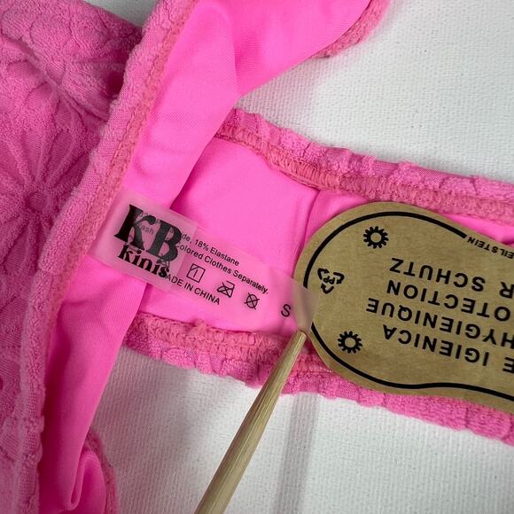 KB KINIS | Cheeky Bikini Set Textured Floral Print Pink Size S - Picture 8 of 12